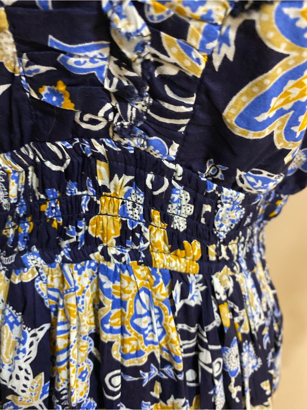 Elan Navy and Yellow Floral Ruffled Midi Dress - Picture 9 of 16